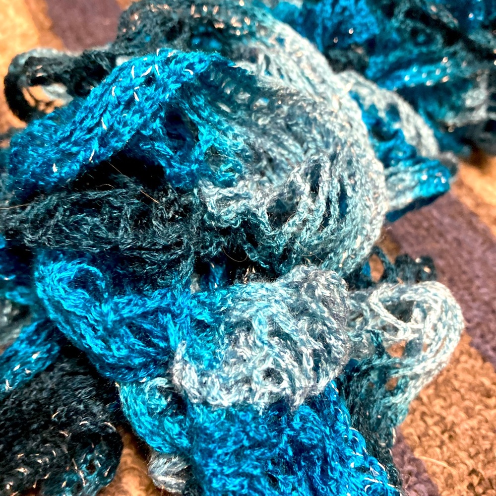 Blue scarf with s sparkly silver details